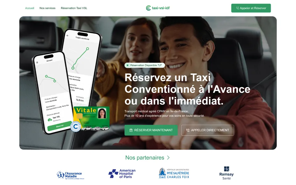 Exemple : le site d'un service de transport médical conventionné.